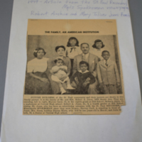 Newspaper clipping, &quot;The Family, an American Institution&quot;